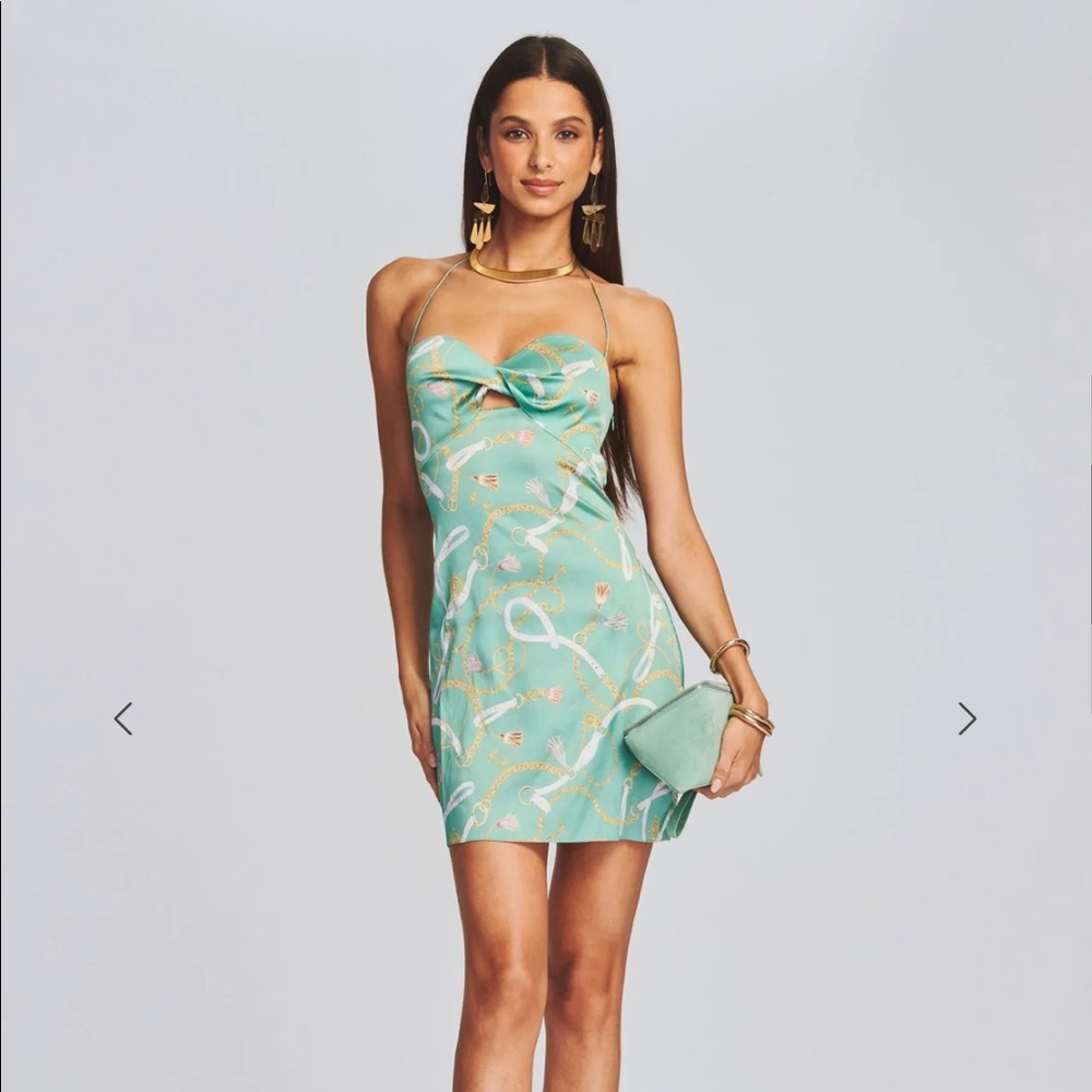 Retrofete SER.O.YA Farrah Silk Dress Green Nautical Small NWT - Picture 1 of 10